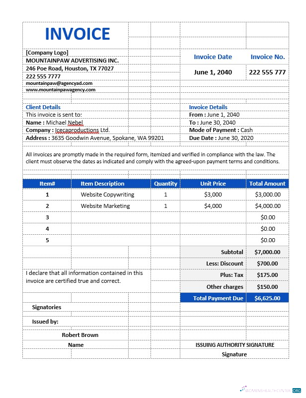 Download Professional Advertising Agency Invoice Template Photoshop template